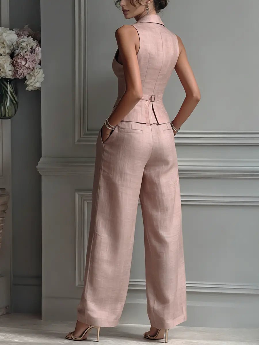 Anneliese | Women's Sleeveless Vest Wide Leg Pants Set