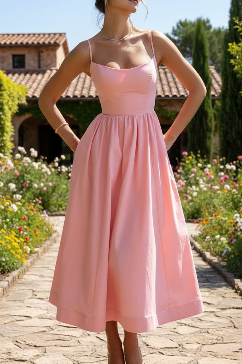 Cleo | Women's Scoop Neck Fit and Flare Midi Dress