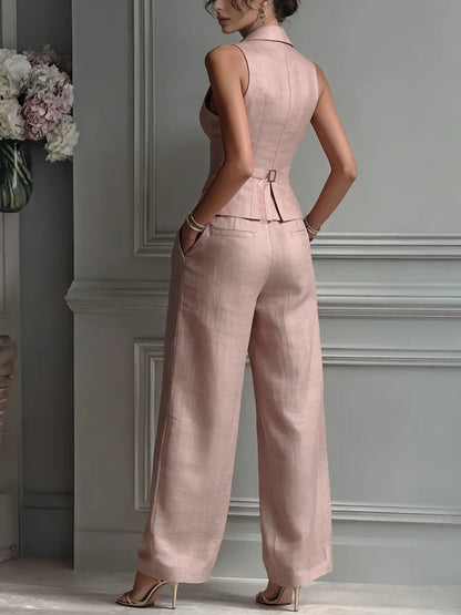 Anneliese | Women's Sleeveless Vest Wide Leg Pants Set