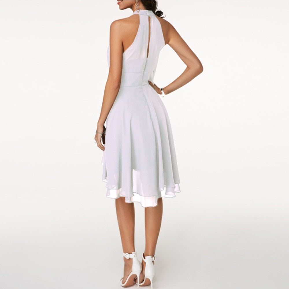 Aveline | Women's Halter Neck Tiered Ruffle Mini Dress