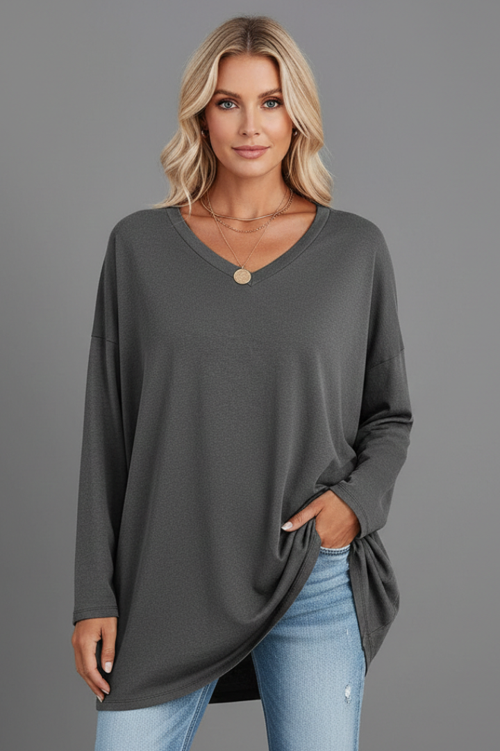 Brixton | Women's V Neck Relaxed Fit Long Sleeve Top
