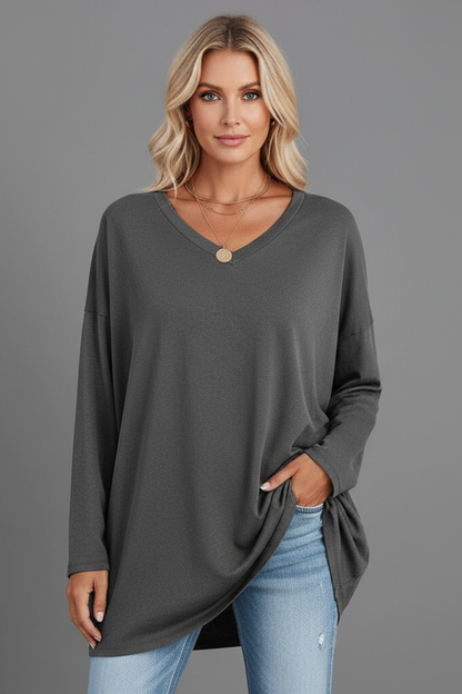 Brixton | Women's V Neck Relaxed Fit Long Sleeve Top