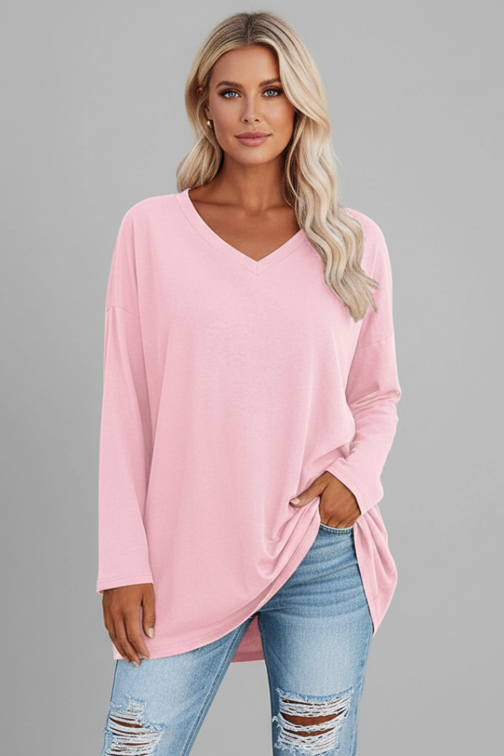 Brixton | Women's V Neck Relaxed Fit Long Sleeve Top