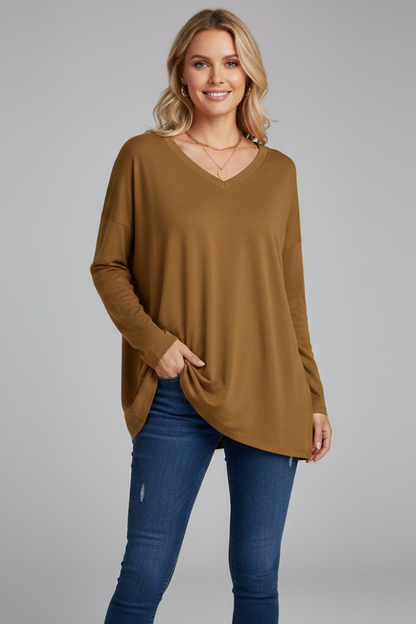 Brixton | Women's V Neck Relaxed Fit Long Sleeve Top