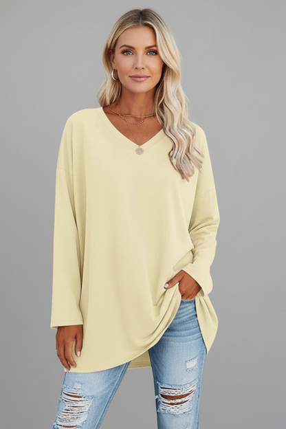 Brixton | Women's V Neck Relaxed Fit Long Sleeve Top
