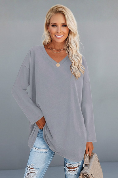 Brixton | Women's V Neck Relaxed Fit Long Sleeve Top