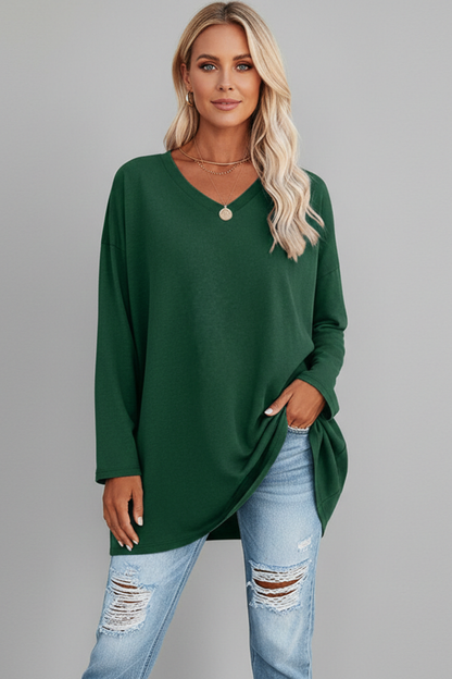 Brixton | Women's V Neck Relaxed Fit Long Sleeve Top