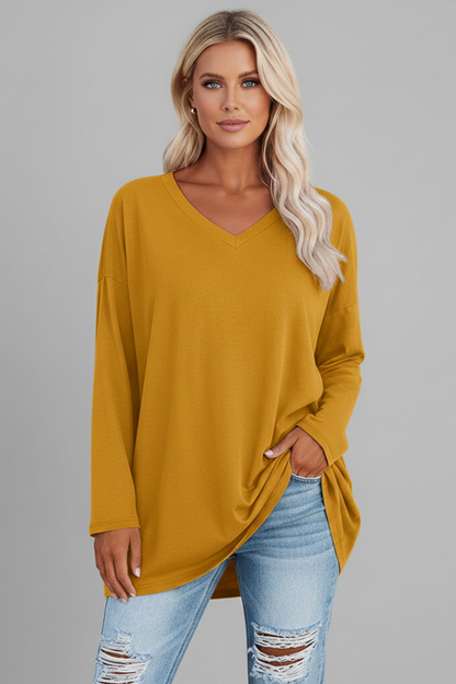 Brixton | Women's V Neck Relaxed Fit Long Sleeve Top