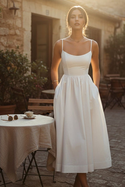 Cleo | Women's Scoop Neck Fit and Flare Midi Dress