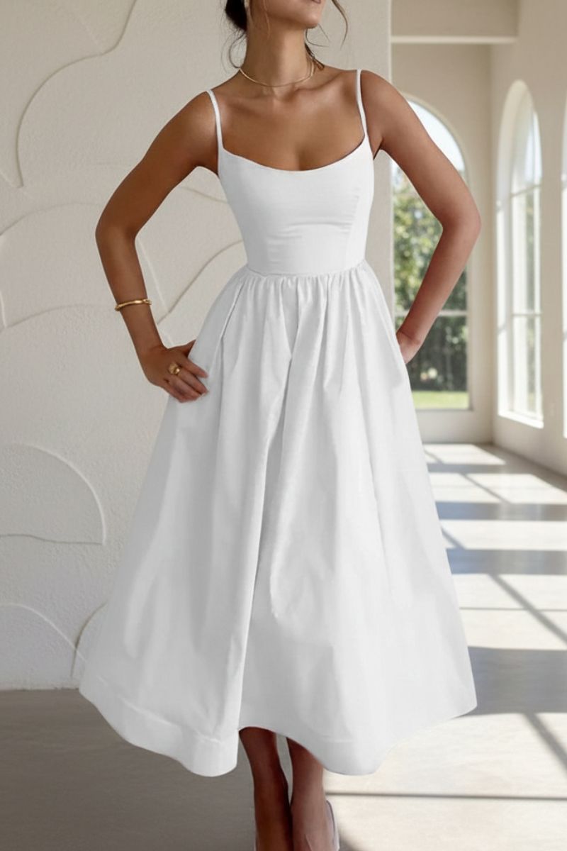 Cleo | Women's Scoop Neck Fit and Flare Midi Dress