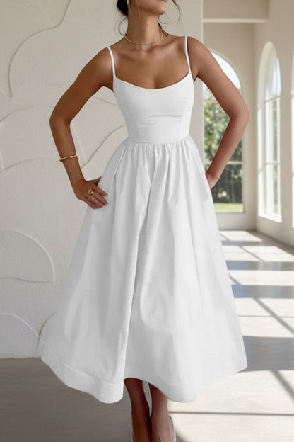 Cleo | Women's Scoop Neck Fit and Flare Midi Dress