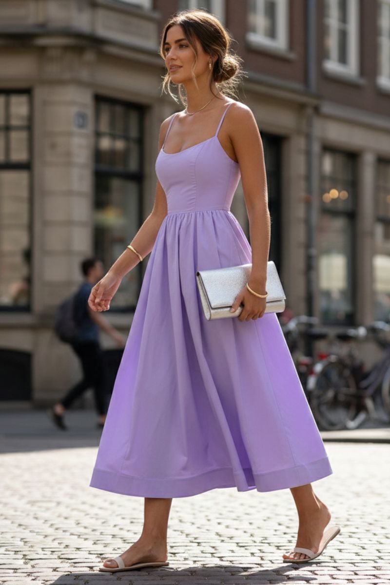 Cleo | Women's Scoop Neck Fit and Flare Midi Dress