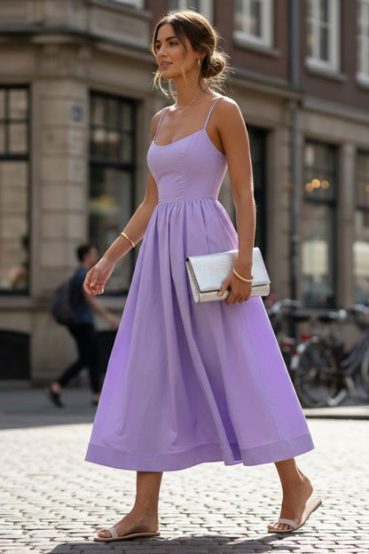 Cleo | Women's Scoop Neck Fit and Flare Midi Dress