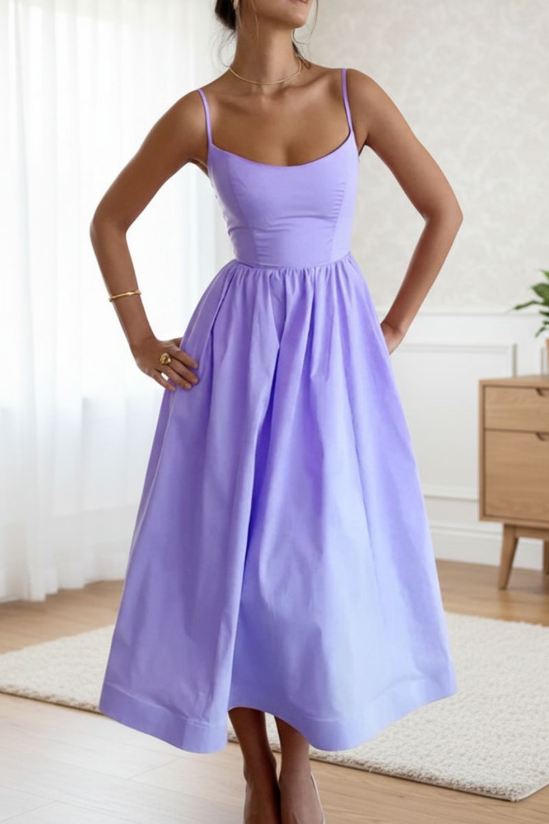 Cleo | Women's Scoop Neck Fit and Flare Midi Dress