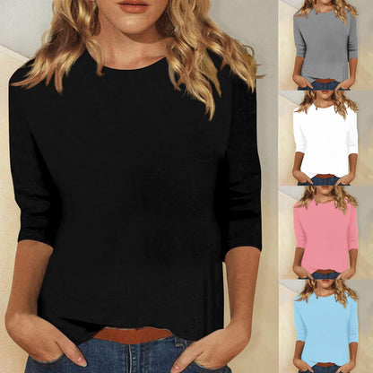 Corinna | Women's Crew Neck 3/4 Sleeve Solid Top