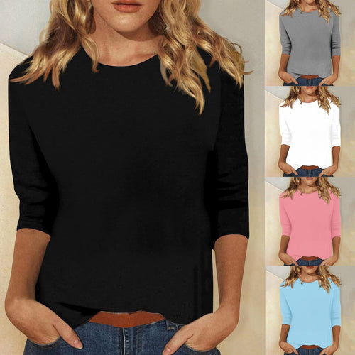 Corinna | Women's Crew Neck 3/4 Sleeve Solid Top