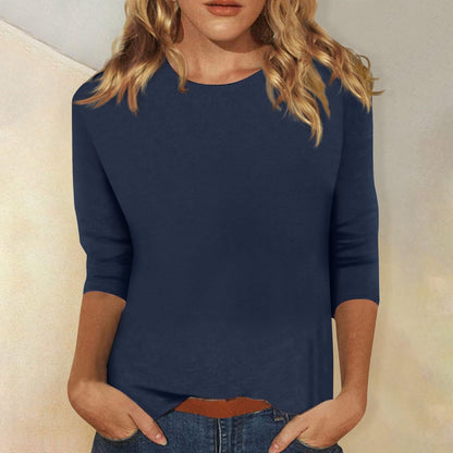 Corinna | Women's Crew Neck 3/4 Sleeve Solid Top