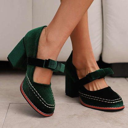 Corinna | Women's Mary Jane Block Heel Bow Pump