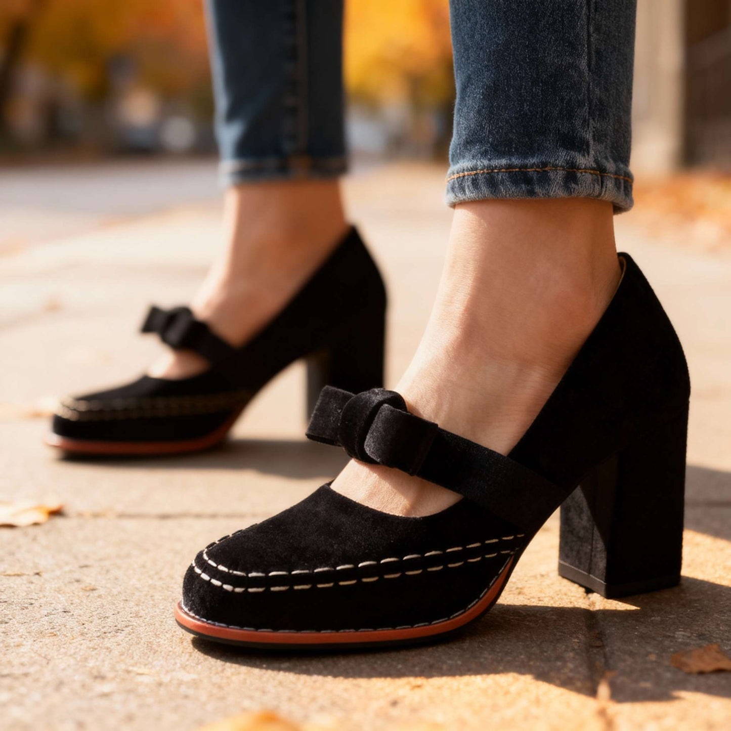 Corinna | Women's Mary Jane Block Heel Bow Pump