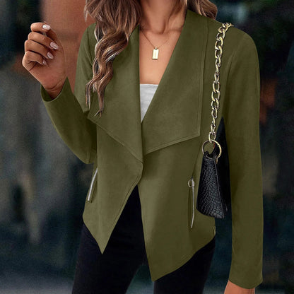 Darienne | Women's Waterfall Collar Open Front Cropped Jacket
