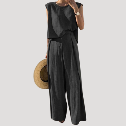Imara | Women's Sleeveless Top Wide Leg Pants Set