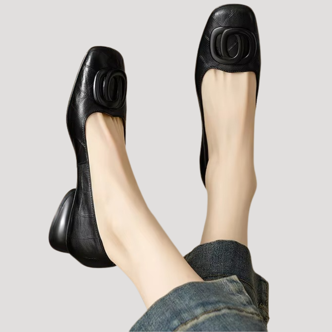 Imogen | Women's Square Toe Slip On Flat Shoes