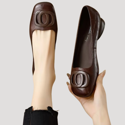 Imogen | Women's Square Toe Slip On Flat Shoes