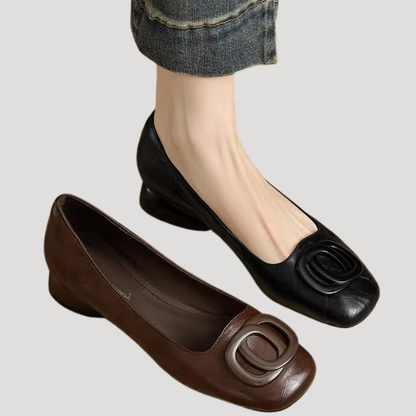 Imogen | Women's Square Toe Slip On Flat Shoes