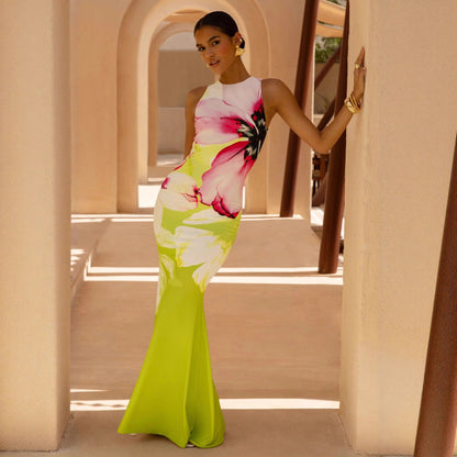 Léonie | Women's Floral Sleeveless Fitted Maxi Dress