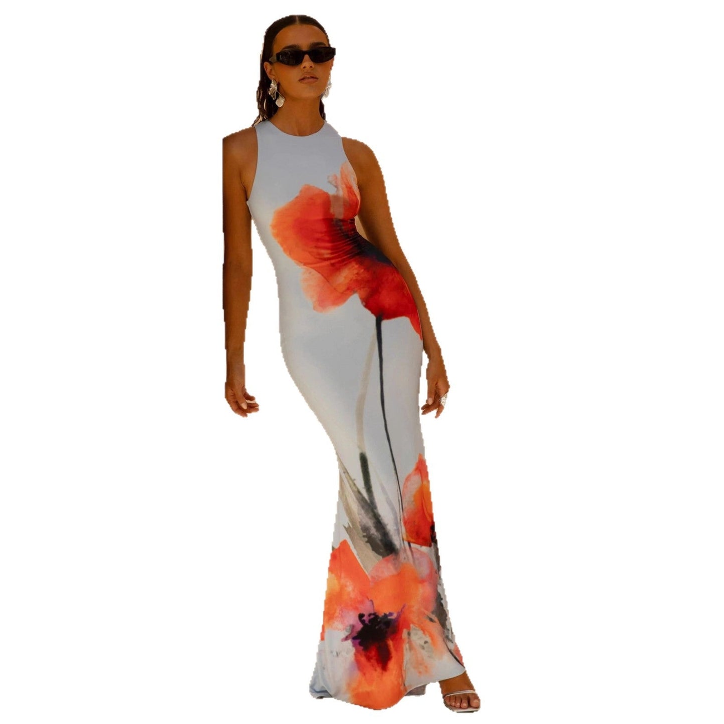 Léonie | Women's Floral Sleeveless Fitted Maxi Dress