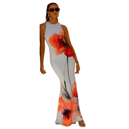 Léonie | Women's Floral Sleeveless Fitted Maxi Dress