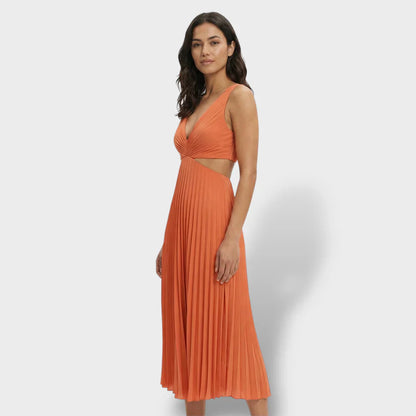 Maren | Women's Pleated V-Neck Cutout Summer Dress