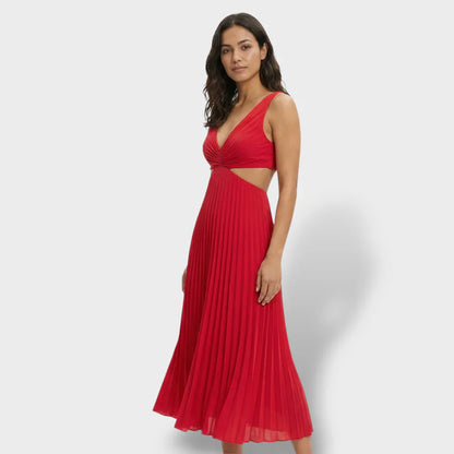 Maren | Women's Pleated V-Neck Cutout Summer Dress