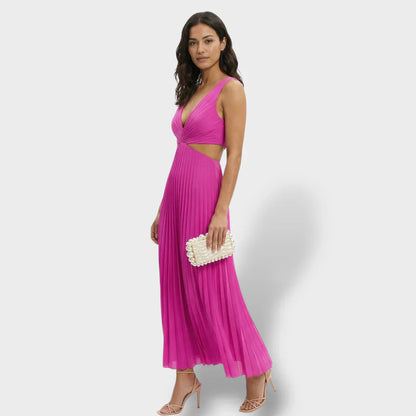 Maren | Women's Pleated V-Neck Cutout Summer Dress
