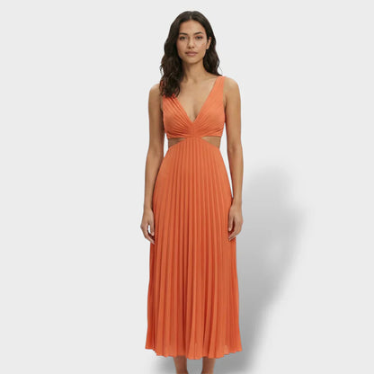 Maren | Women's Pleated V-Neck Cutout Summer Dress