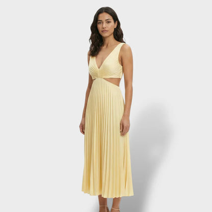 Maren | Women's Pleated V-Neck Cutout Summer Dress