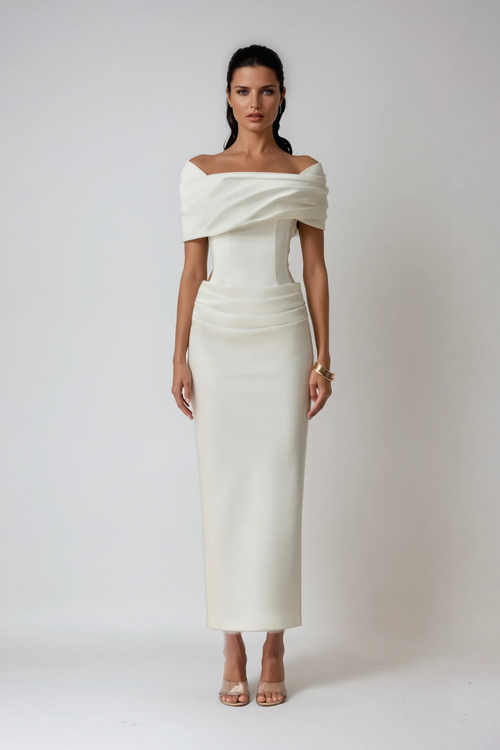 Nadette | Women's Off-Shoulder Ruched Maxi Dress