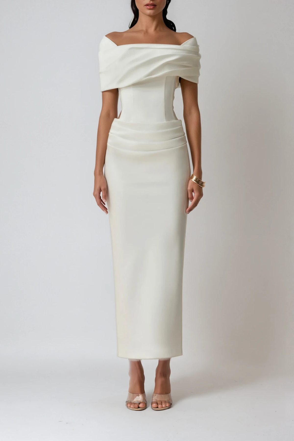 Nadette | Women's Off-Shoulder Ruched Maxi Dress