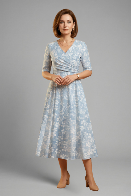 Ophira | Women's Floral Wrap Midi Dress