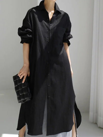 Ravenna | Women's Collared Button Down Midi Shirt Dress