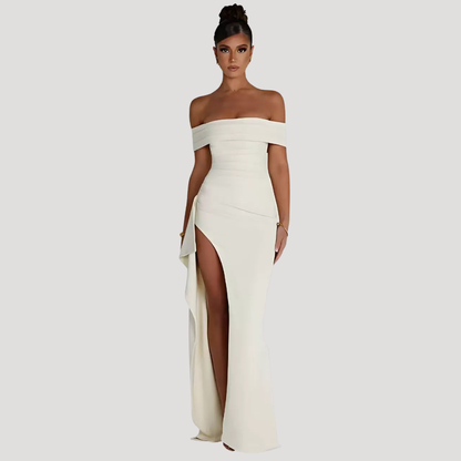Ravenna | Women's Off Shoulder Fitted Maxi Dress