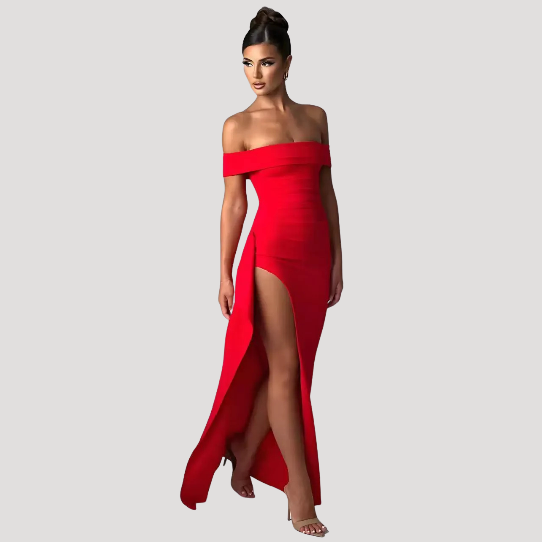 Ravenna | Women's Off Shoulder Fitted Maxi Dress