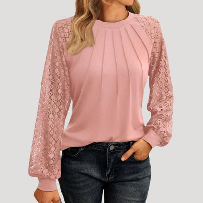 Roswyn | Women's Round Neck Lace Sleeve Blouse