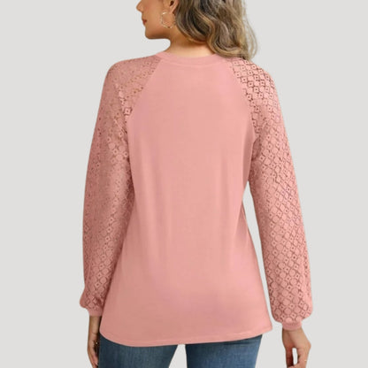 Roswyn | Women's Round Neck Lace Sleeve Blouse