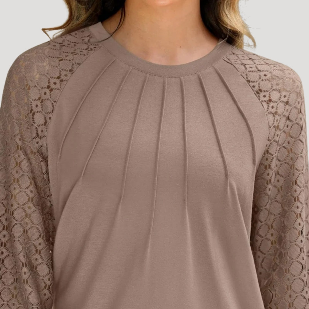 Roswyn | Women's Round Neck Lace Sleeve Blouse