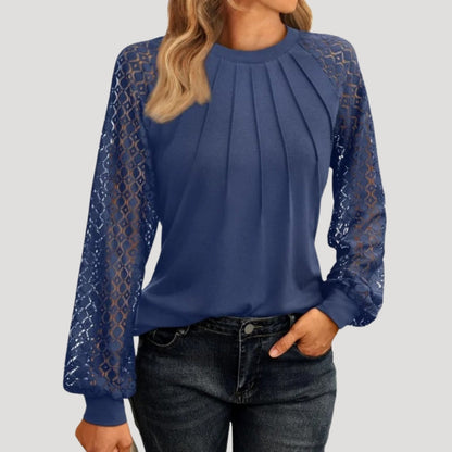 Roswyn | Women's Round Neck Lace Sleeve Blouse