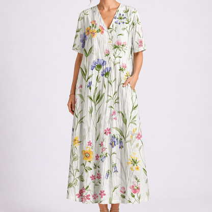 Tempest | Women's Floral V-Neck Short Sleeve Midi Dress