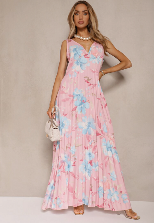 Vespera | Women's Floral Sleeveless Summer Maxi Dress