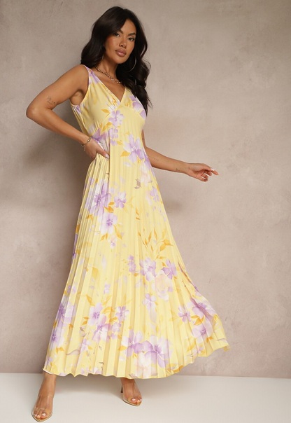 Vespera | Women's Floral Sleeveless Summer Maxi Dress