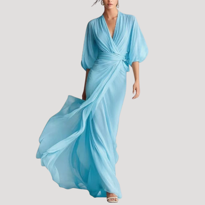 Viviana | Women's Wrap Front Long Sleeve Maxi Dress